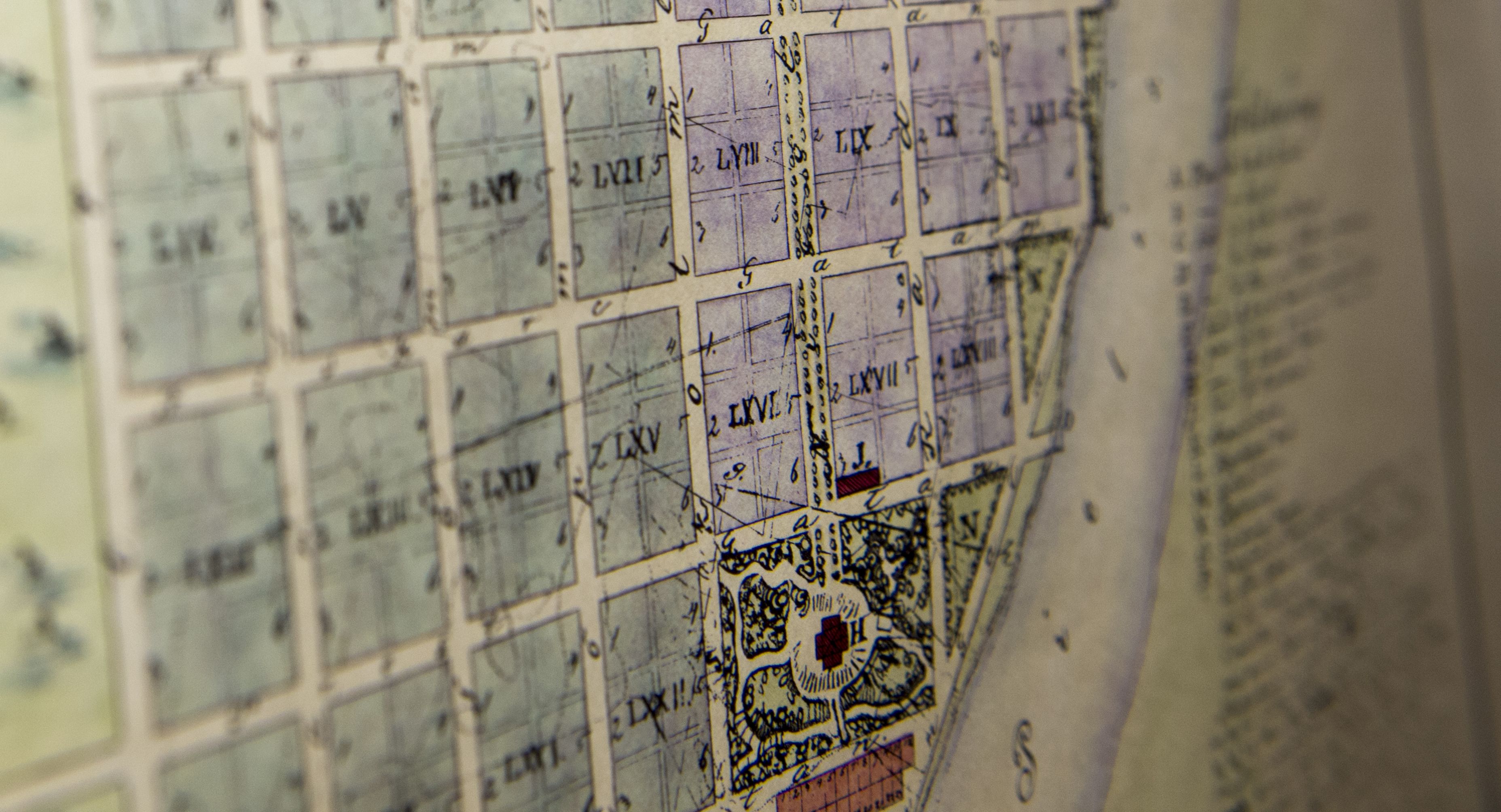 Kuva vanhasta kaupungin kartasta.