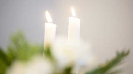 Candles burning.