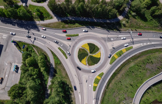 Ilmakuva kiertoliittymästä.