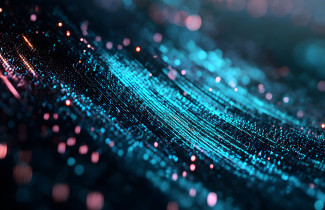 Turkooseja ja vaaleanpunaisia abstrakteja viivoja tummalla pohjalla