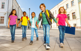 Children walking together.