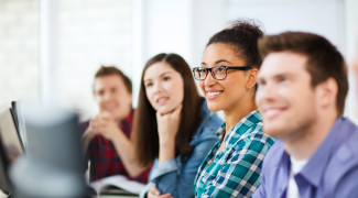 Students at computers.