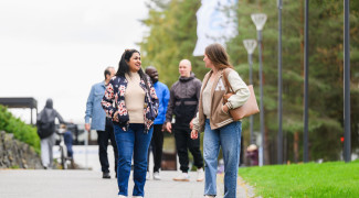 Students walking on campus