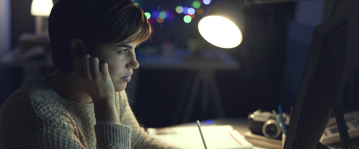 Studying at night.