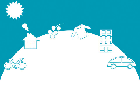 Illustration of things one can do to mitigate climate change.