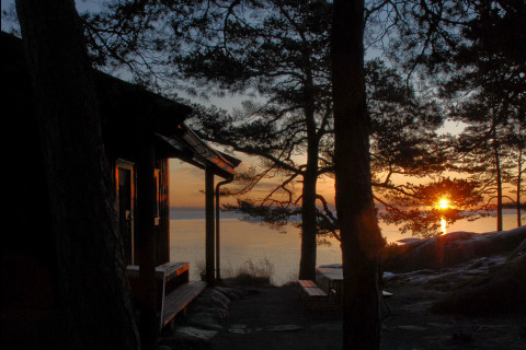 Finnish sauna by the lake