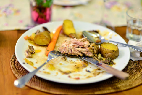 waste food on plate