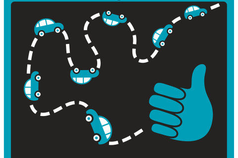 Illustration of hitchiking.