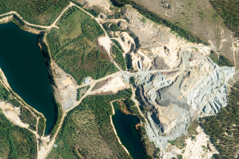 Aerial photo of a closed down mine.