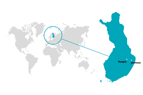 Suomen kartta ja kampuskaupunkien sijainti