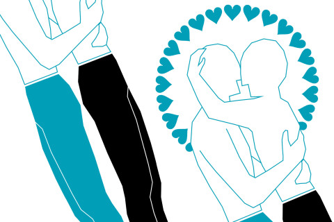 Piirroskuva halaavista ihmisistä