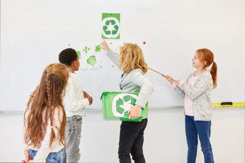 Children talk about recycling.