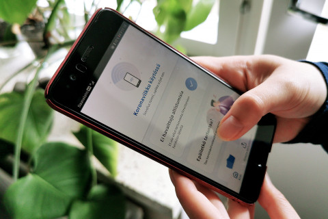 Koronavilkku-sovellus puhelimessa