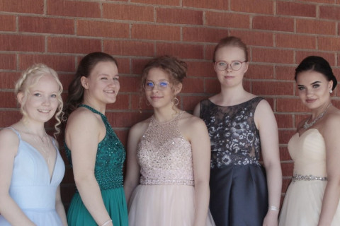 Vanhojen pukuloistoa ryhmäkuvassa