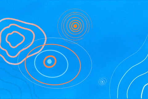 Drawing of balls on turquoise background