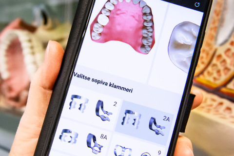 Juurihoitopeli matkapuhelimen näytöllä.