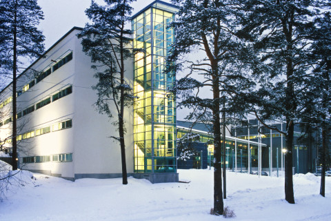 Bioteknia building in winter.
