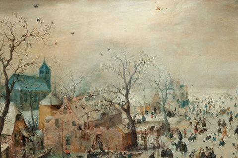 Henrik Avercampin noin vuodelta 1608 oleva maalaus, jossa on talvimaisema sekä ihmisiä jäällä luistelemassa ja muissa talvisissa puuhissa.