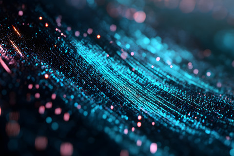 Turkooseja ja vaaleanpunaisia abstrakteja viivoja tummalla pohjalla