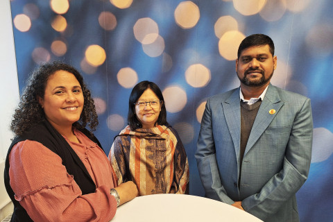 Globaalin kehityksen erityisasiantuntija Roseanna Avento, professori Sunila Rai ja apulaisprofessori Rahul Ranjan.