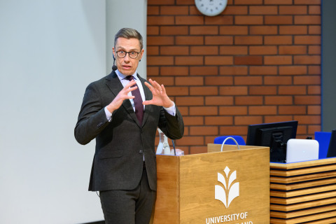 President of the Republic of Finland Alexander Stubb delivered a public lecture at the University of Eastern Finland on 12 November 2025.