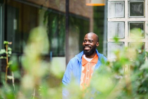 Student standing outside