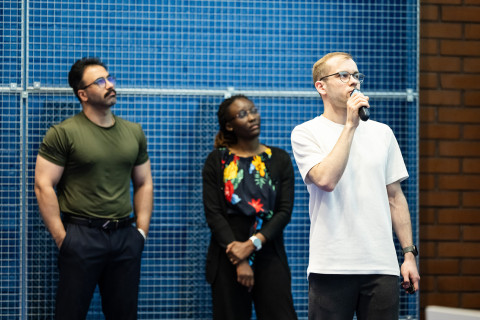 Hamid Behravan, Catherine Kayonga, and Aleksandr Danilenko formed the “XrAI – QC Control for Capsule Production” team, which solved problems in pharmaceutical capsule production.