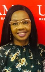 Woman with glasses smiling