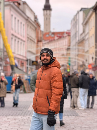 Student standing on a street