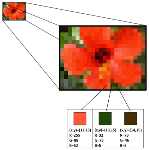 Digital image made up of RGB pixels.