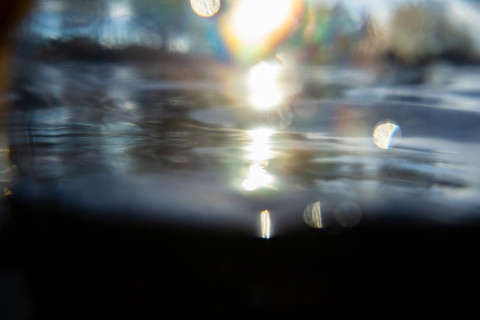 Water surface and lights.