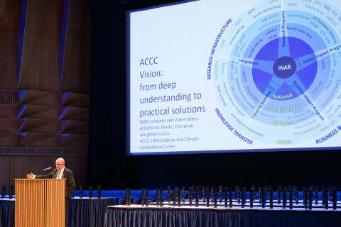 Akateemikko, kunniatohtori Markku Kulmala Kuopion promootiossa 2025.