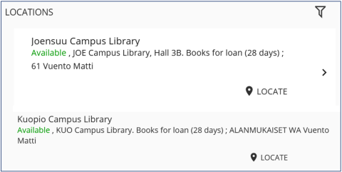 Location in Joensuu: 61. Location in Kuopio: ALANMUKAISET WA.