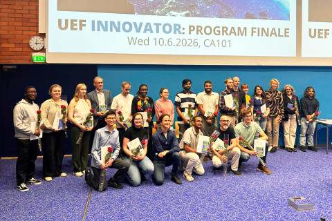 Graduates of the UEF Innovator programme in a group photo in 2026. Photo: Tomi Tuovinen