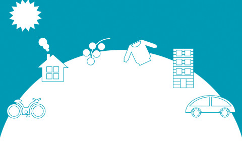 Illustration of things one can do to mitigate climate change.