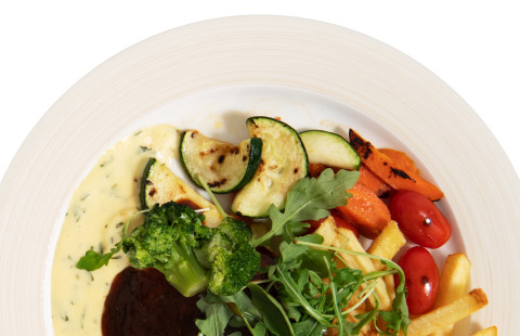 A plate of vegan food.