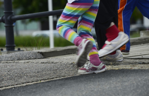 Children playing sporty game