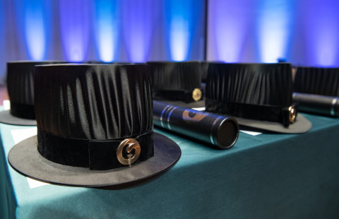 Doctoral hats in conferment ceremony.