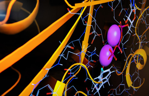Molecular structure on a computer screen.