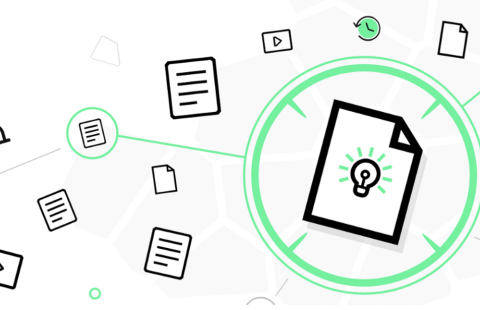 Piirroskuva, jossa erilaisia dokumentteja kuvaavia symboleita ja niitä yhdistäviä viivoja.