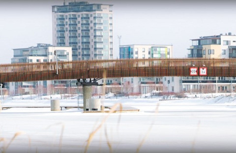 Kuva Ylisoutajan sillasta talvisella Pielisjoella