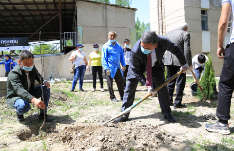 People planting trees.