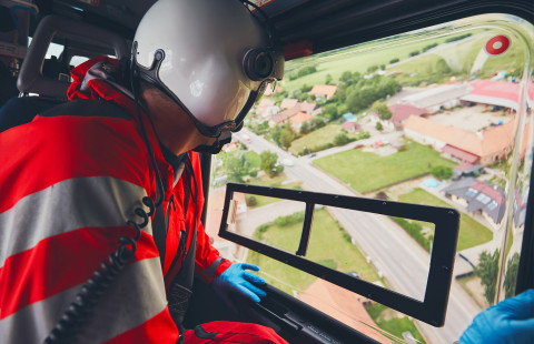 Doctor in ambulance helicopter