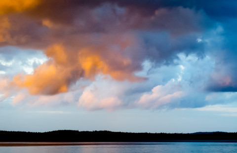 Clouds above a lake.