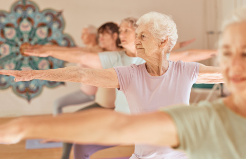 Senior women in fitness class.