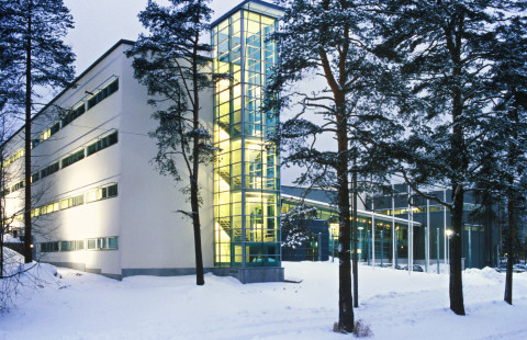 Bioteknia building in winter.