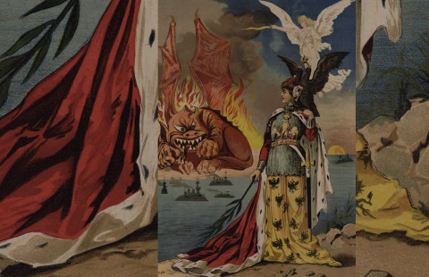 Venäjän-Japanin sotaa dramatisoiva lubok-painokuva vuodelta 1904.