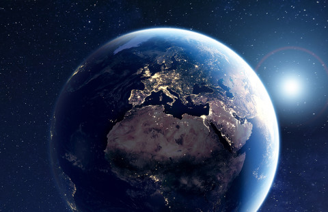 Maapallo avaruudesta käsin katsottuna.