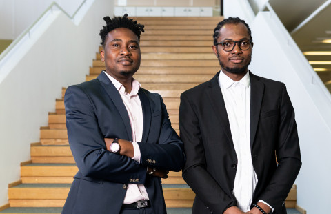 EduZolve entrepreneurs Ghanaian Peter Zorve and Nigerian Olusegun Akinyemi.