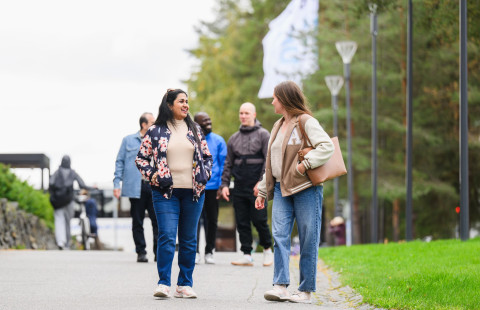 Students walking on campus